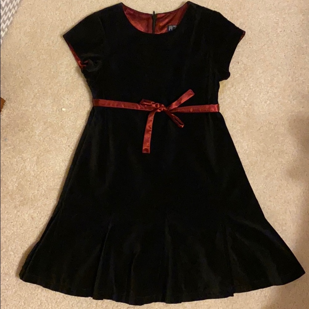 Girls velvet and maroon holiday dress
